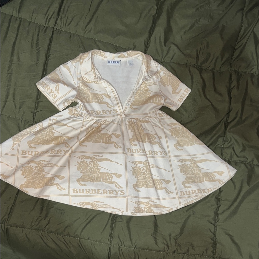Burberry Kids Cream and Tan Casual Dress